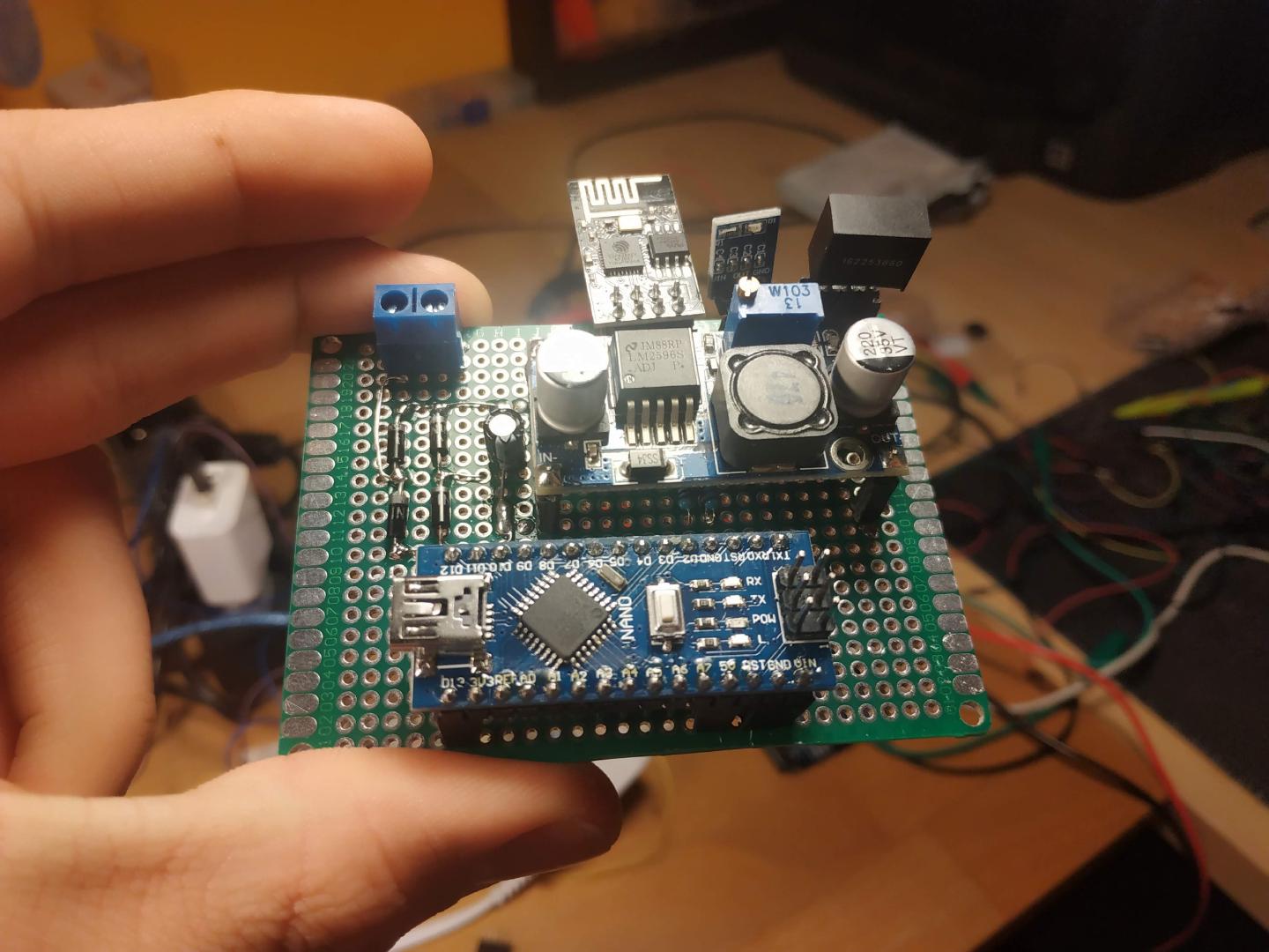 Circuit for the sprikler controller with a full bridge rectifier, a step down regulator, an ESP and an Arduino.