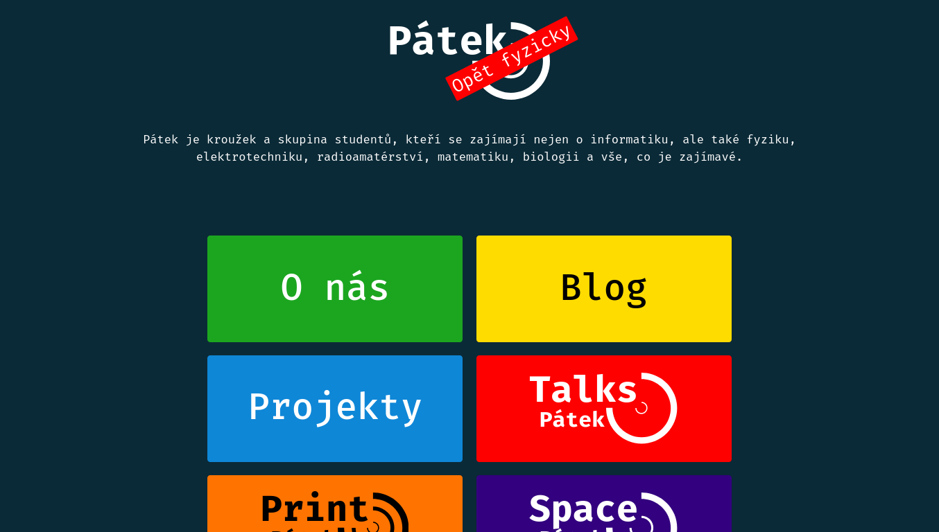 A screenshot of PátekVPátek.cz.