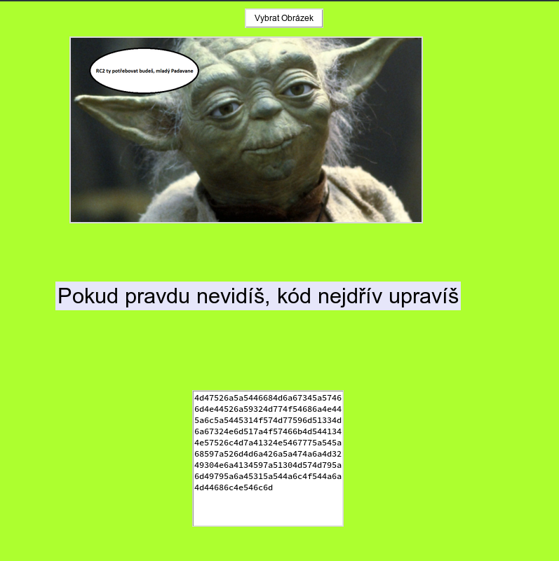 A screenshot of the tool, with the inputted image at the top (Yoda saying I'll need RC2) and the output hex at the bottom