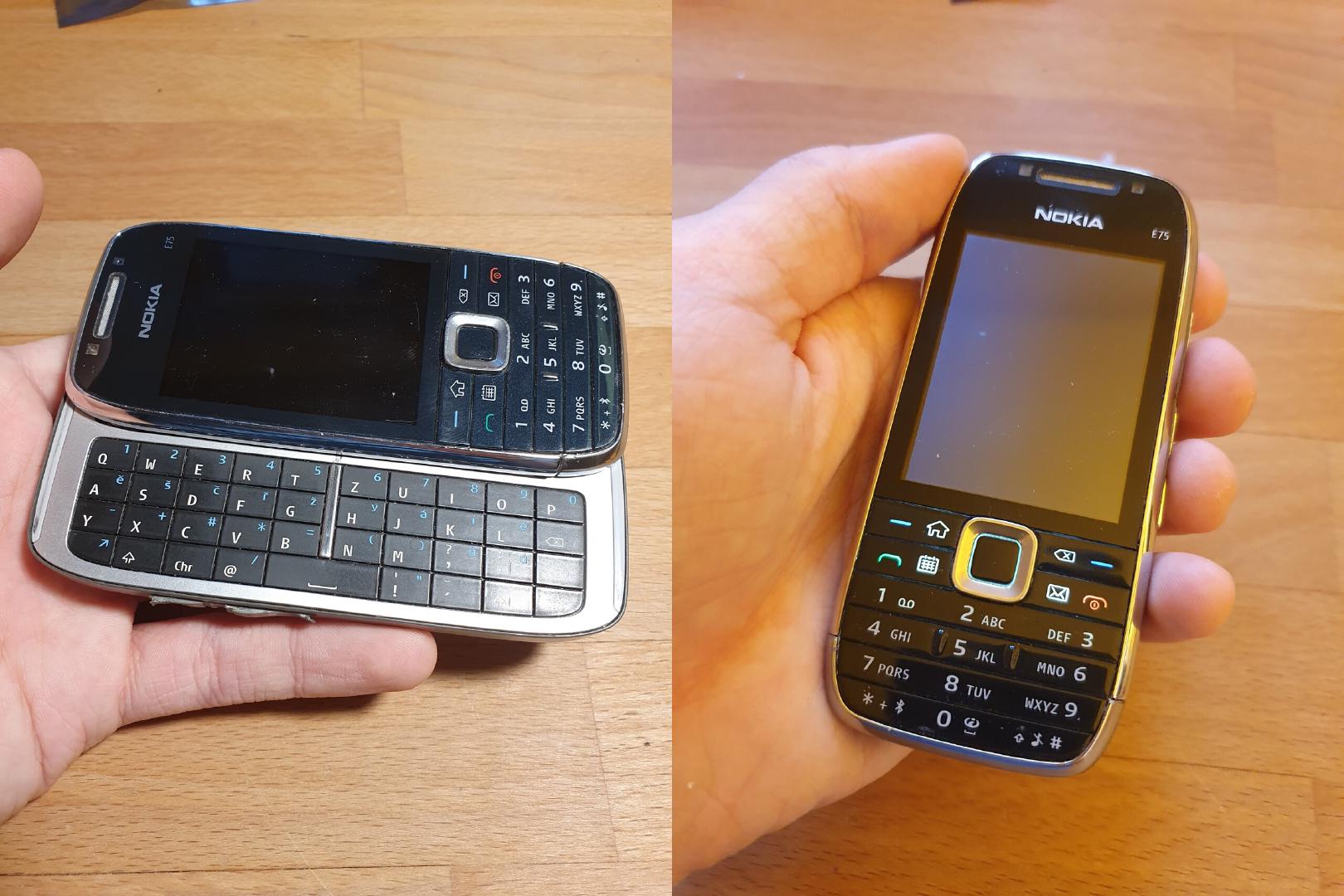 The phone, with the keyboard out (left). The backlight turns on, but that's it (right).