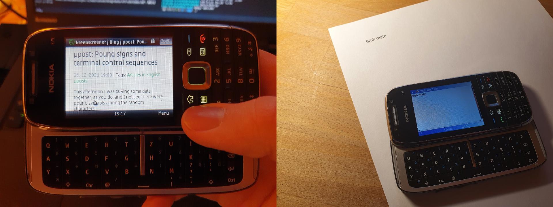 My blog opened in Opera Mini (left), the document that I printed straight from the phone (right).